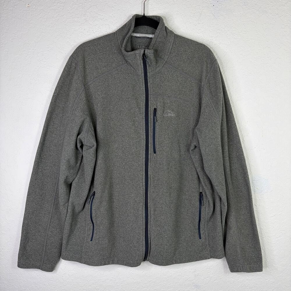 L.L. Bean Trail Fleece men's full zip jacket gray, size XL, slightly fitted